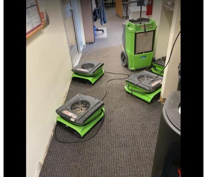 equipment set on carpet of office building