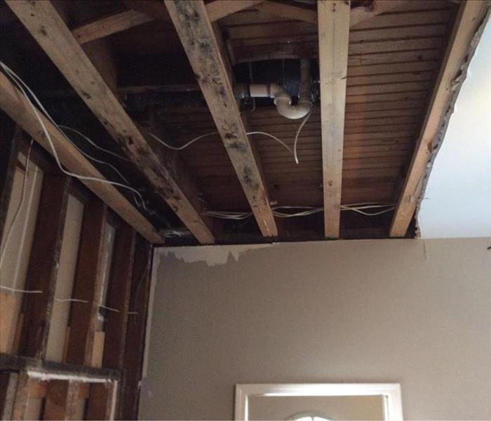 water damaged ceiling and walls removed 