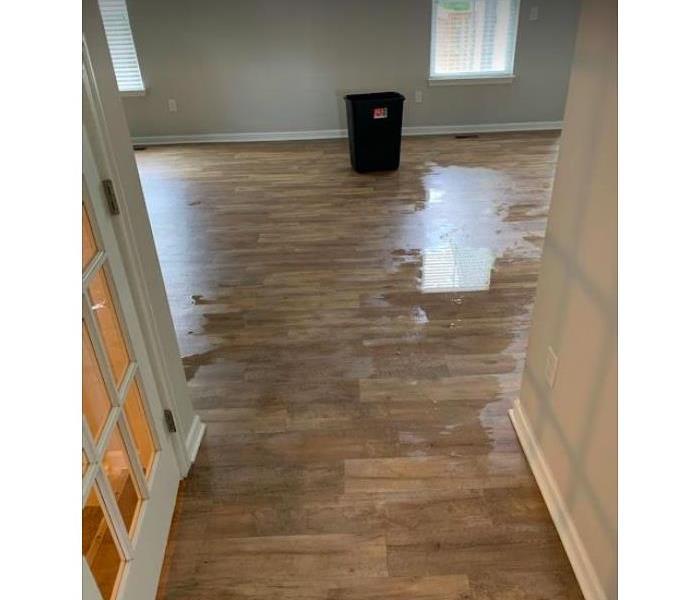water on hardwood floors of home